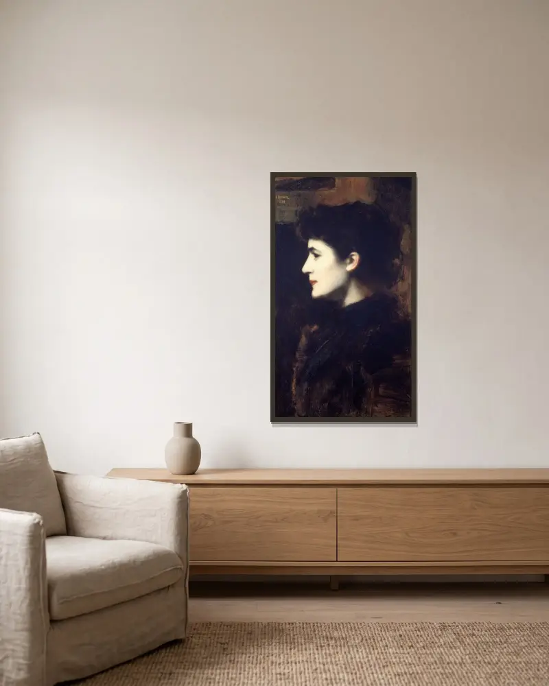 Eugénie-Marie Gadiffet-Caillard, kallad Germaine Dawis av Jean-Jacques Henner inramad på en vägg