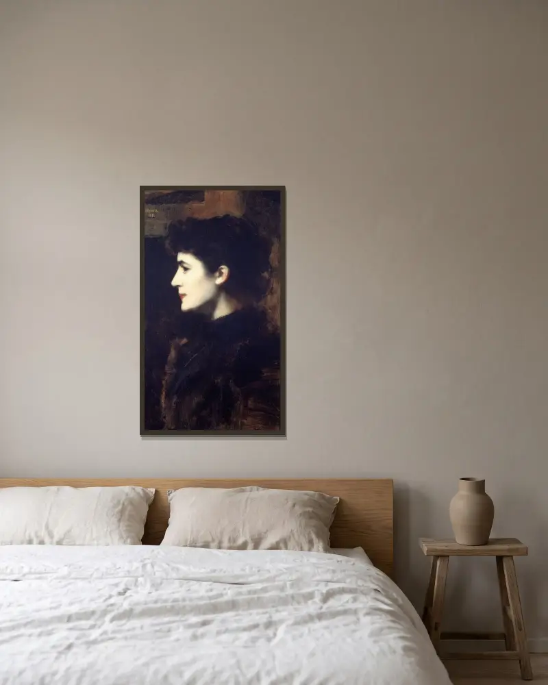 Eugénie-Marie Gadiffet-Caillard, kallad Germaine Dawis av Jean-Jacques Henner inramad på en vägg