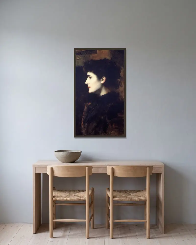 Eugénie-Marie Gadiffet-Caillard, kallad Germaine Dawis av Jean-Jacques Henner inramad på en vägg
