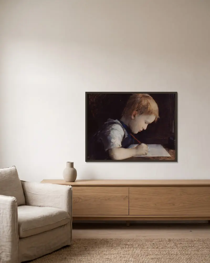 Malý písař, Jean-Jacques Henner v rámu na stěně