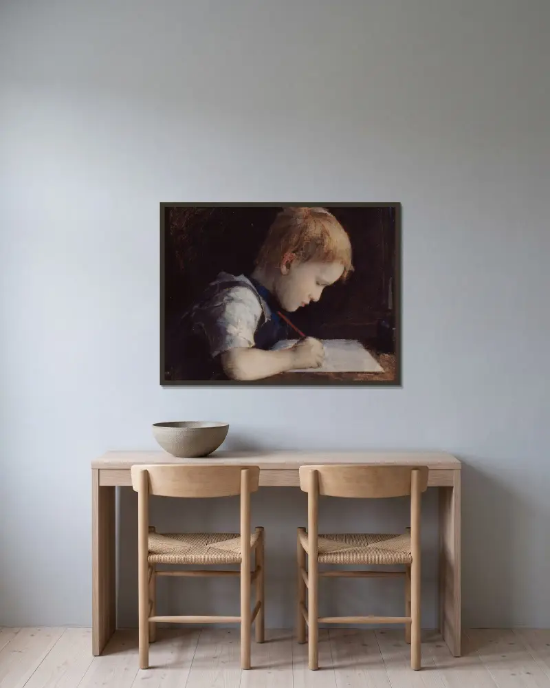 Malý písař, Jean-Jacques Henner v rámu na stěně