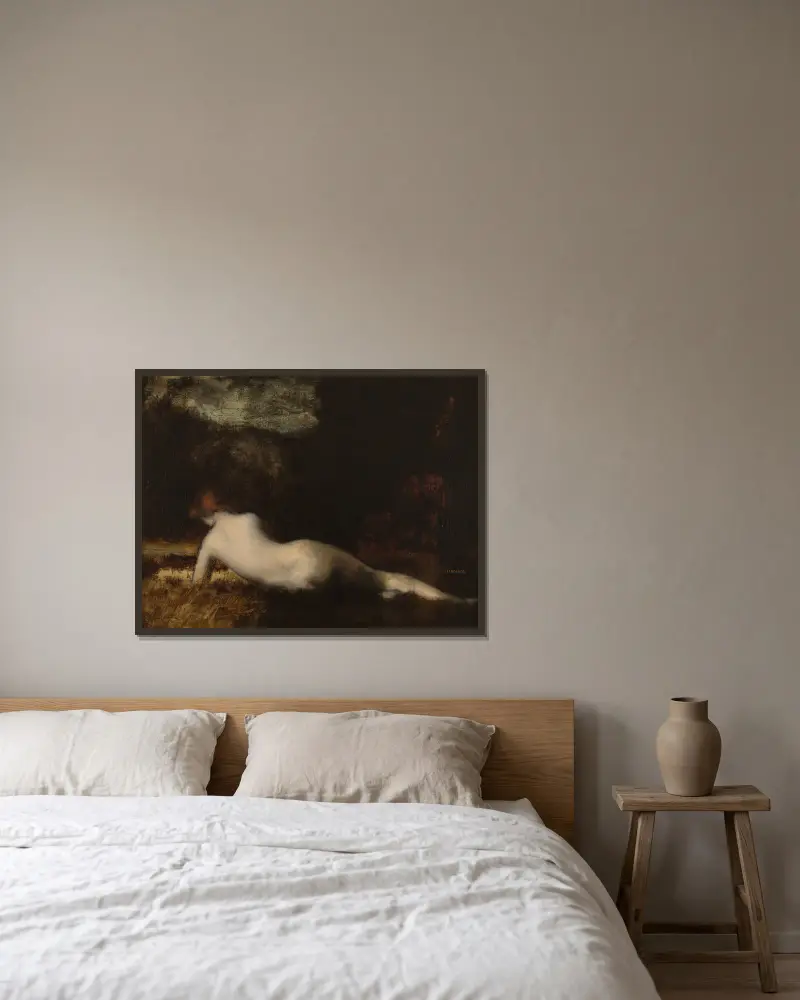 Ležící nymfa, Jean-Jacques Henner v rámu na stěně