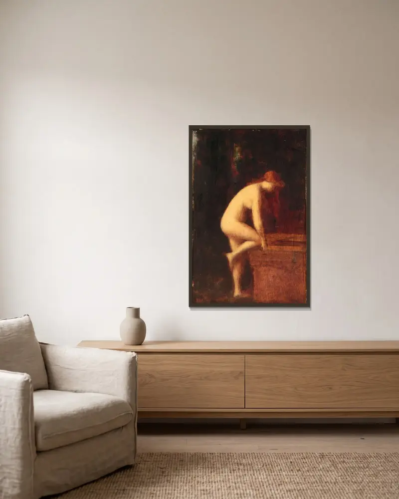 Nymphe av Jean-Jacques Henner inramad på en vägg