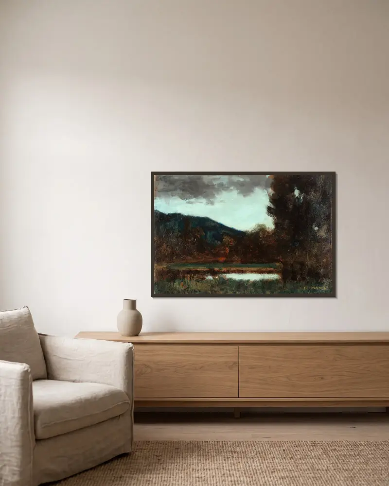 Pejzaż alzacki, zmierzch, Jean-Jacques Henner w ramie na ścianie