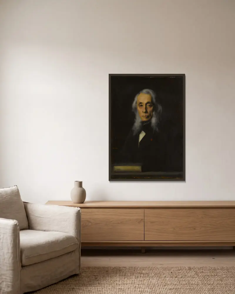 Portrait de Félix Ravaisson-Mollien av Jean-Jacques Henner inramad på en vägg