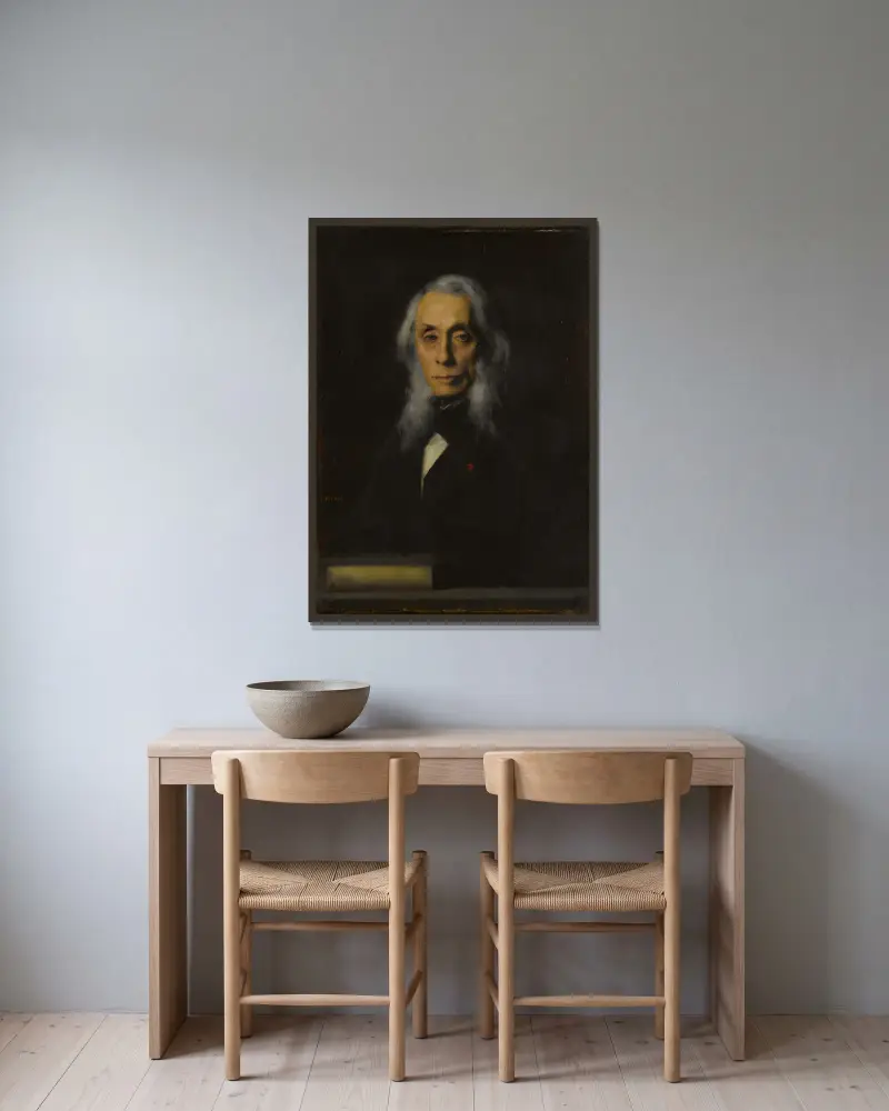 Portrait de Félix Ravaisson-Mollien av Jean-Jacques Henner inramad på en vägg