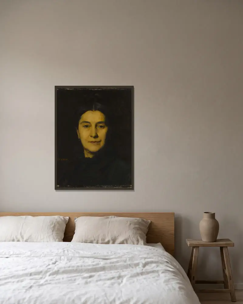 Portrait de Madame Herzog av Jean-Jacques Henner inramad på en vägg