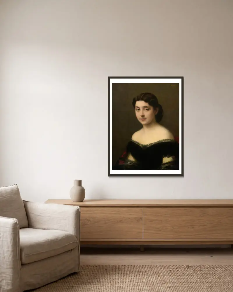 Portrait Of A Woman, 1864 av Jean-Jacques Henner inramad på en vägg