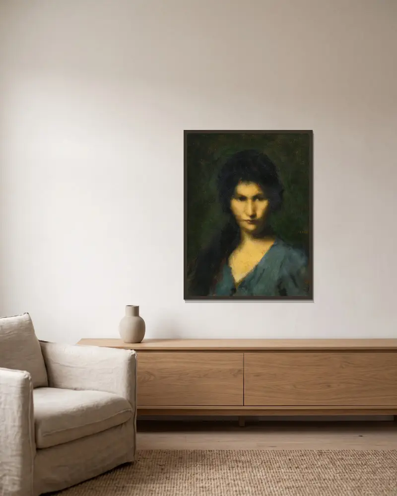 Portrait Of A Young Woman av Jean-Jacques Henner inramad på en vägg