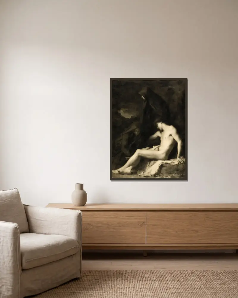 Saint Sebastian Attended by Saint Irene av Jean-Jacques Henner inramad på en vägg