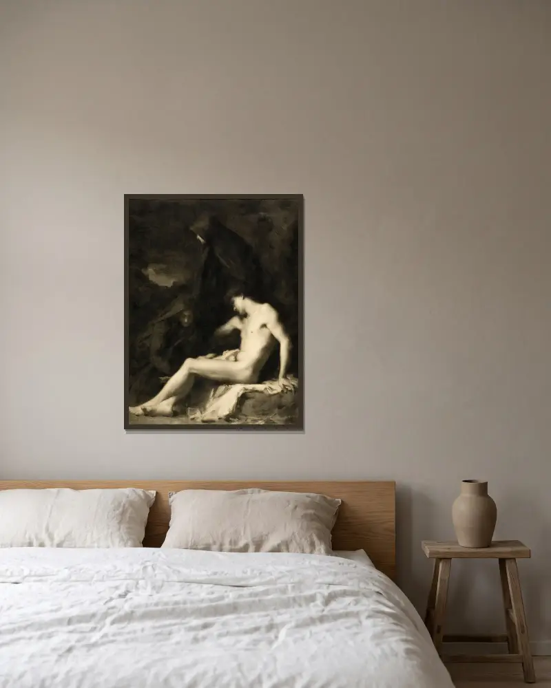 Saint Sebastian Attended by Saint Irene av Jean-Jacques Henner inramad på en vägg