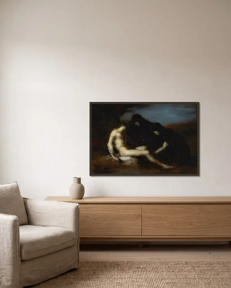 Sankt Sebastian av Jean-Jacques Henner inramad på en vägg