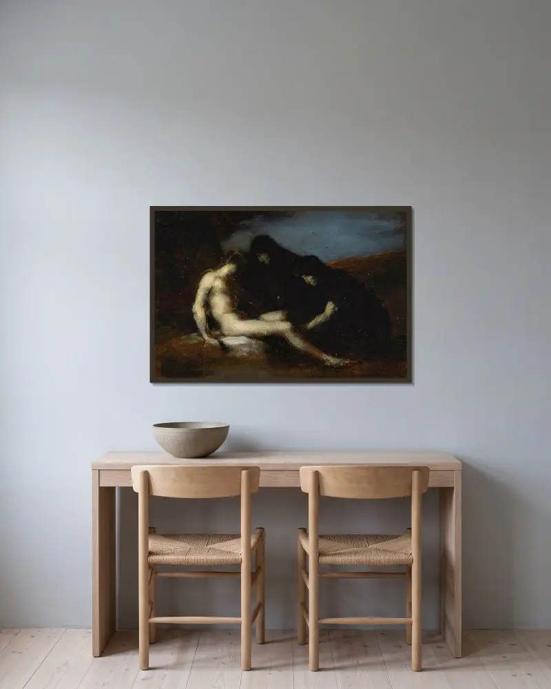 Sankt Sebastian av Jean-Jacques Henner inramad på en vägg