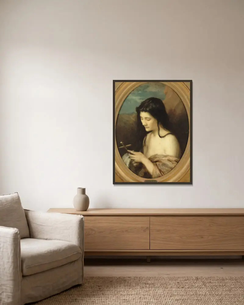 Sainte Marie l’Egyptienne av Jean-Jacques Henner inramad på en vägg