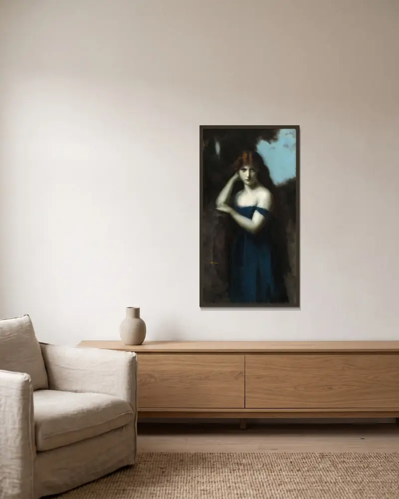 Stående kvinna av Jean-Jacques Henner inramad på en vägg