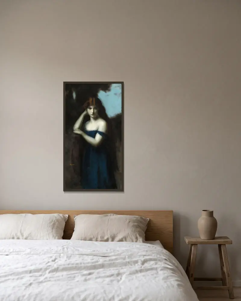 Stående kvinna av Jean-Jacques Henner inramad på en vägg