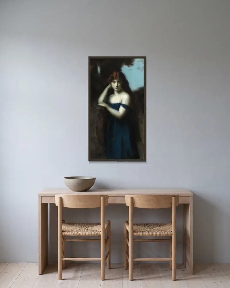 Stående kvinna av Jean-Jacques Henner inramad på en vägg