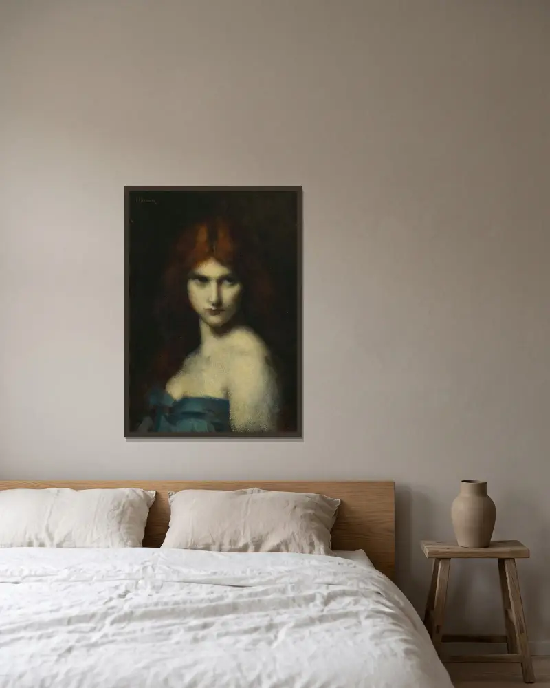 Studie av ett kvinnohuvud av Jean-Jacques Henner inramad på en vägg