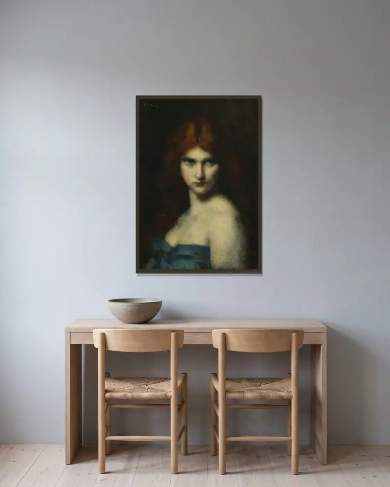 Studie av ett kvinnohuvud av Jean-Jacques Henner inramad på en vägg