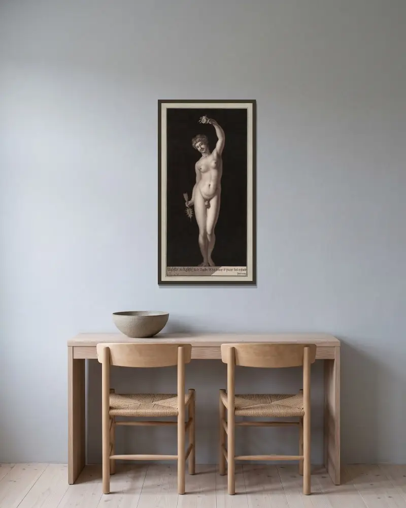 Agdestis oder Agdistis, Sohn des Jupiter, er war Mann und Frau zugleich von Jean Jacques Lequeu gerahmt an einer Wand