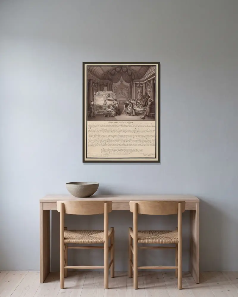 Artemise som sväljer sin makes aska av Jean Jacques Lequeu inramad på en vägg