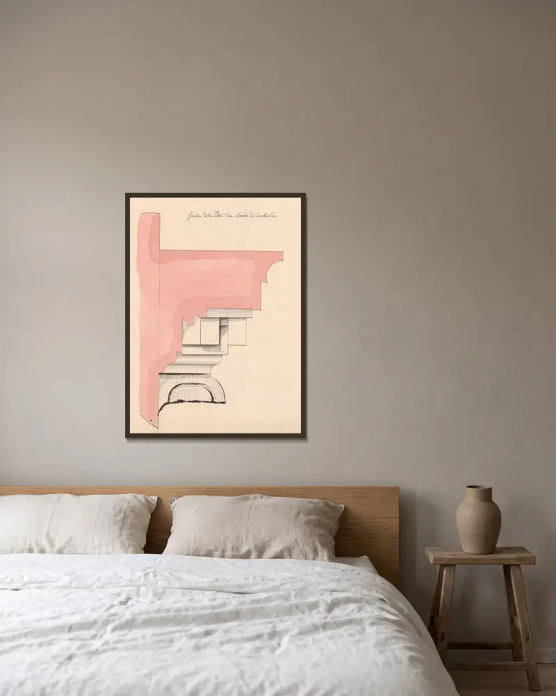 Corniche de la porte d’une chambre à coucher av Jean Jacques Lequeu inramad på en vägg