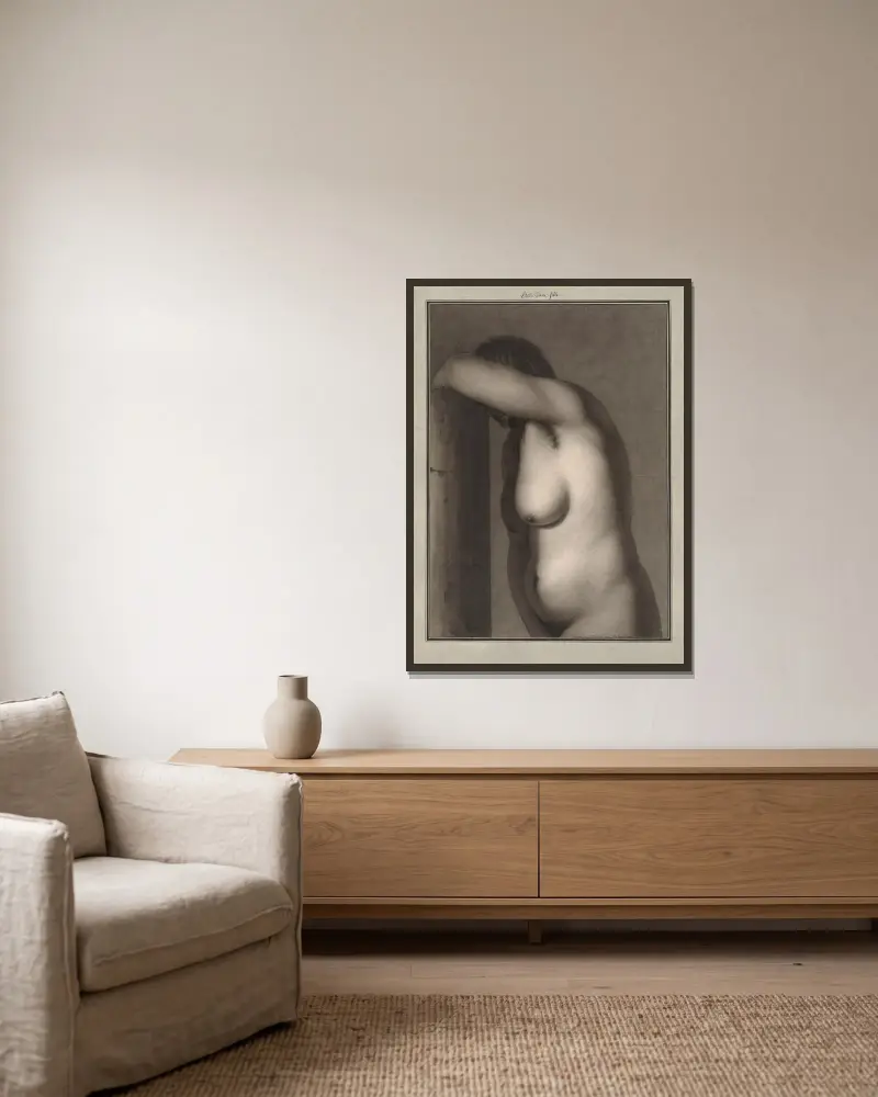 Studie eines Mädchens von Jean Jacques Lequeu gerahmt an einer Wand