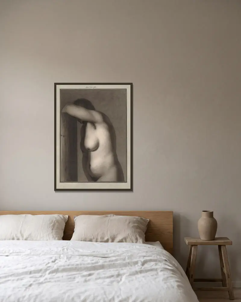 Studie eines Mädchens von Jean Jacques Lequeu gerahmt an einer Wand