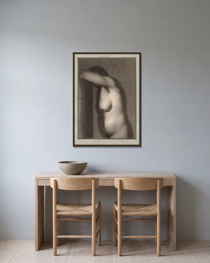 Studie eines Mädchens von Jean Jacques Lequeu gerahmt an einer Wand