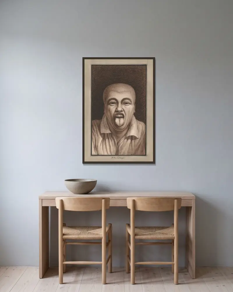 Il tire la langue von Jean Jacques Lequeu gerahmt an einer Wand
