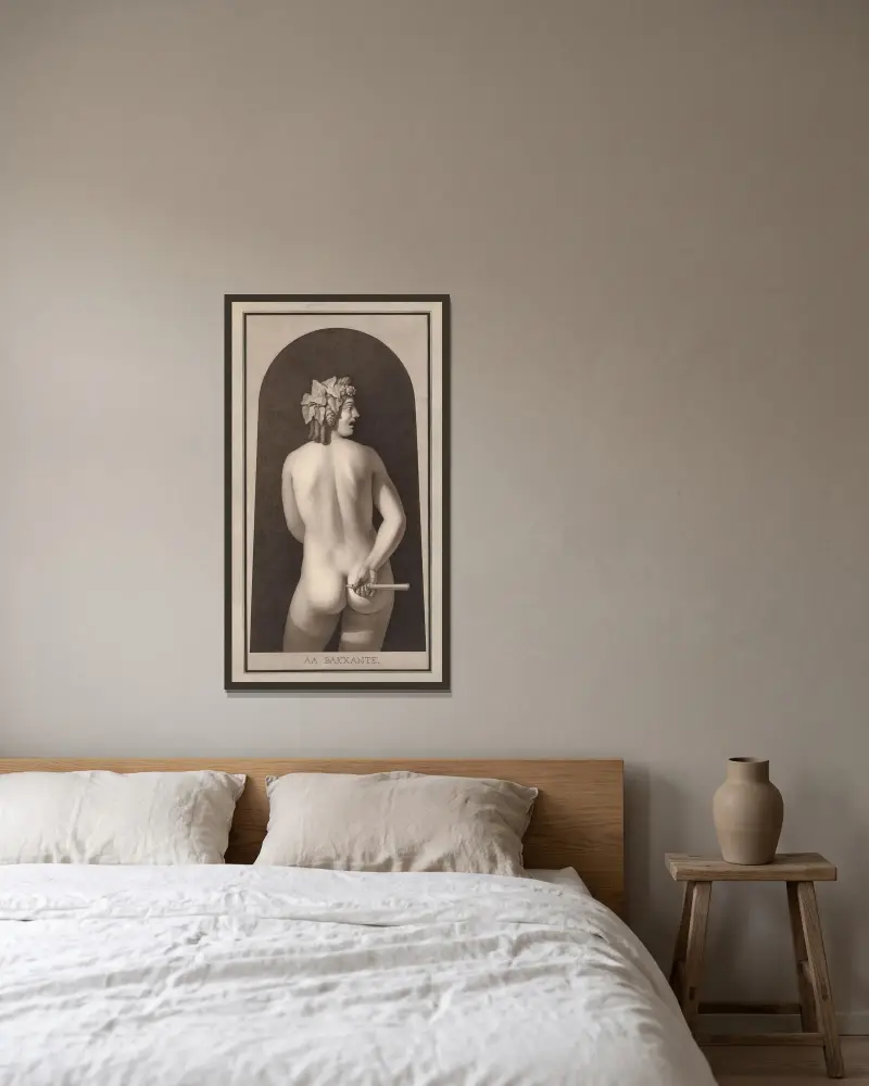 La bacchante von Jean Jacques Lequeu gerahmt an einer Wand