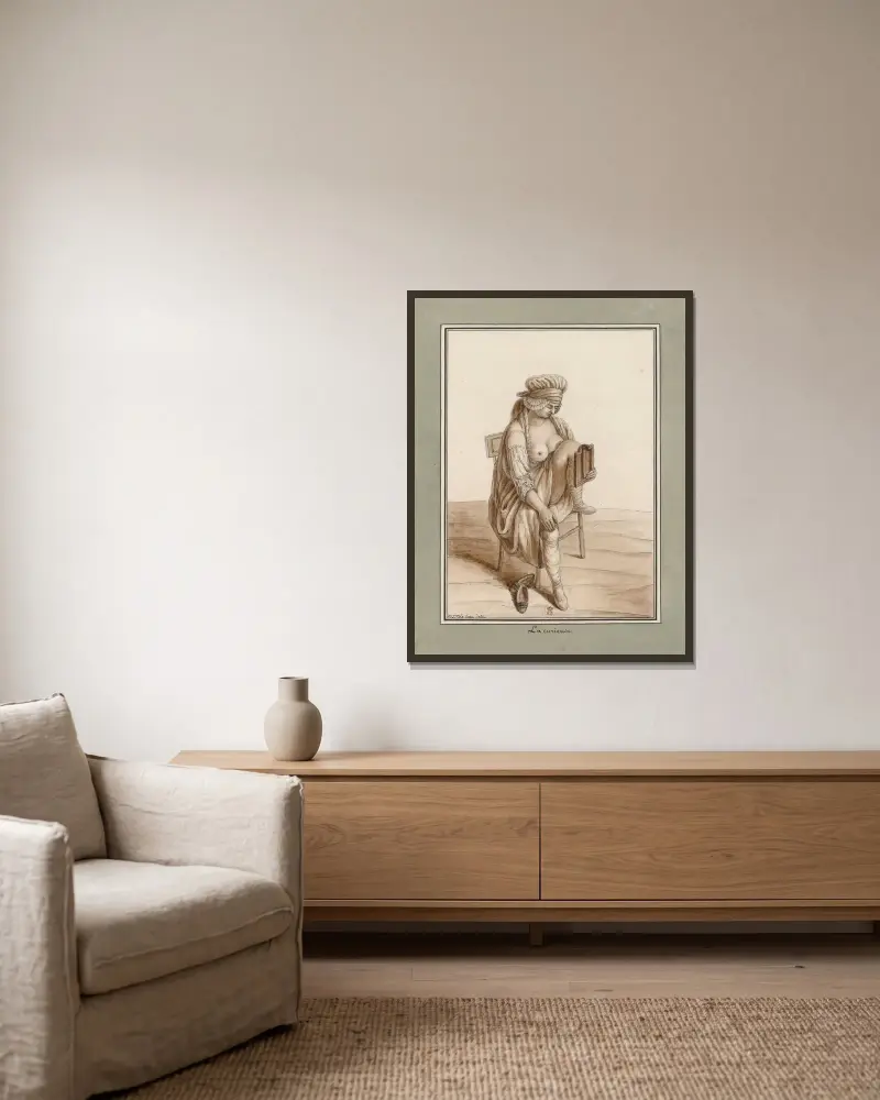 La curieuse von Jean Jacques Lequeu gerahmt an einer Wand