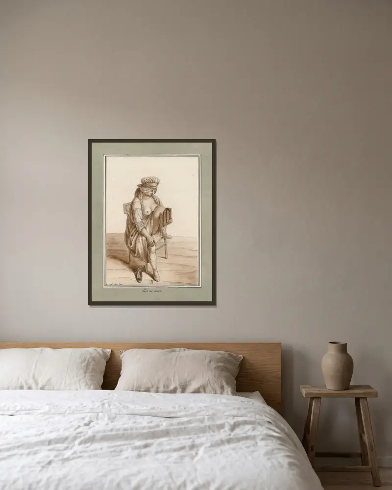 La curieuse von Jean Jacques Lequeu gerahmt an einer Wand