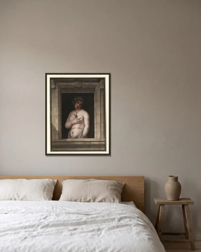 Perfica aus der Venus-Suite von Jean Jacques Lequeu gerahmt an einer Wand