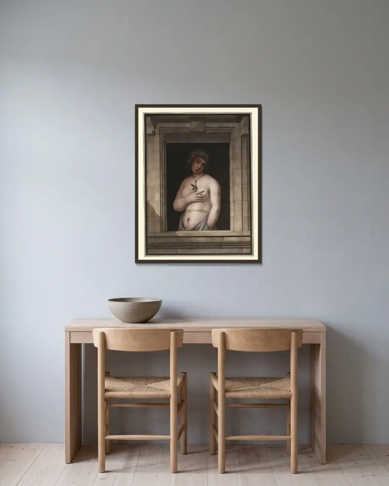 Perfica aus der Venus-Suite von Jean Jacques Lequeu gerahmt an einer Wand