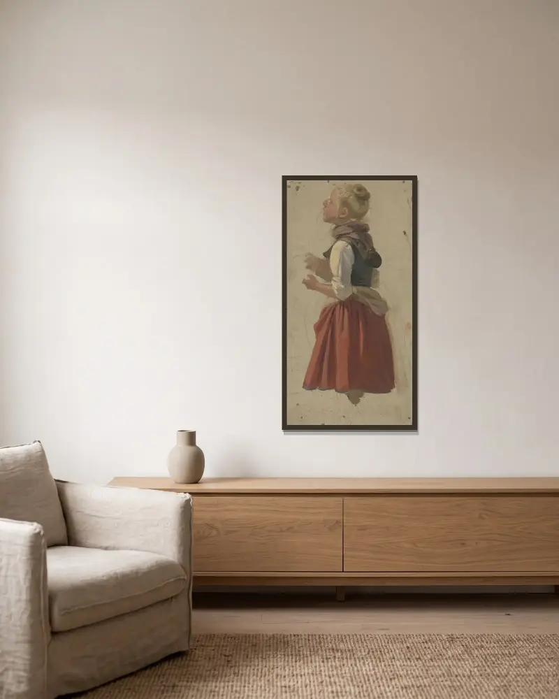 Farm girl. av Jakob Becker inramad på en vägg