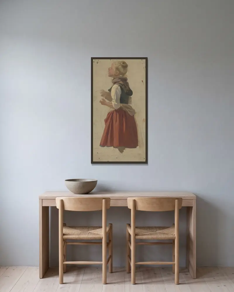 Farm girl. av Jakob Becker inramad på en vägg