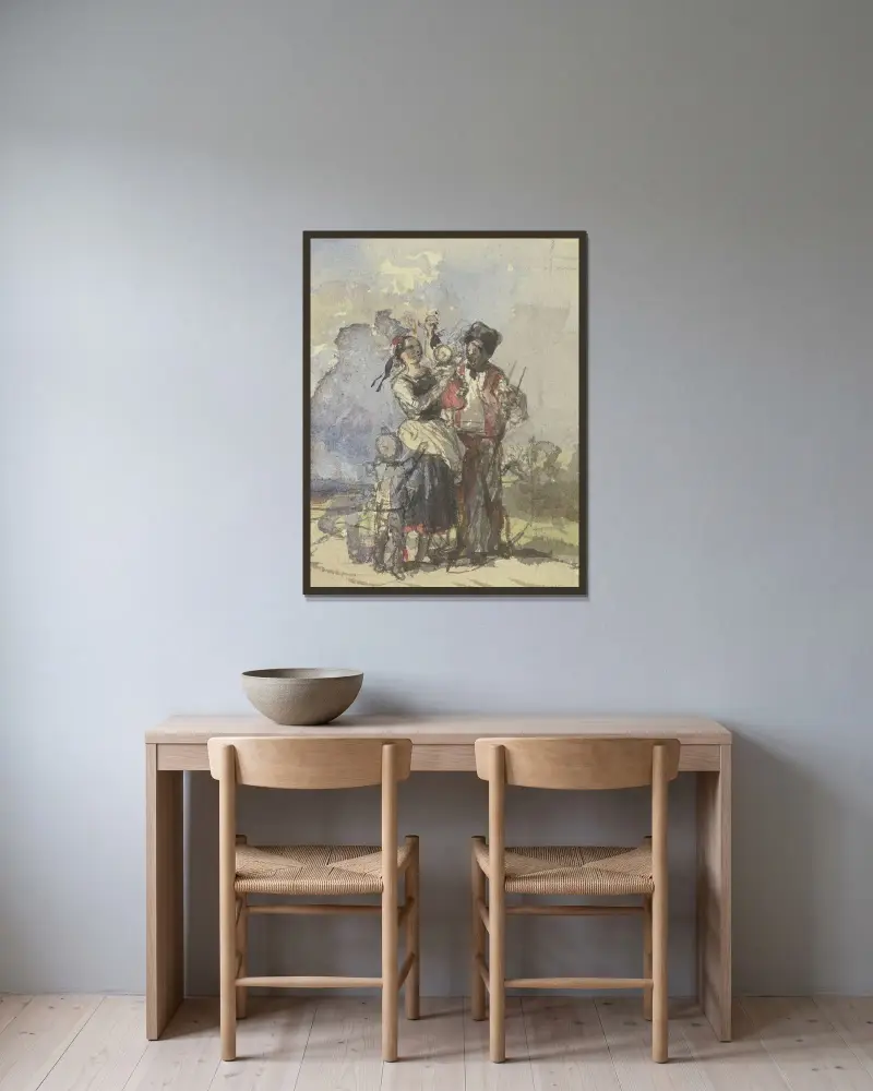 Farmers on a path, Jakob Becker w ramie na ścianie