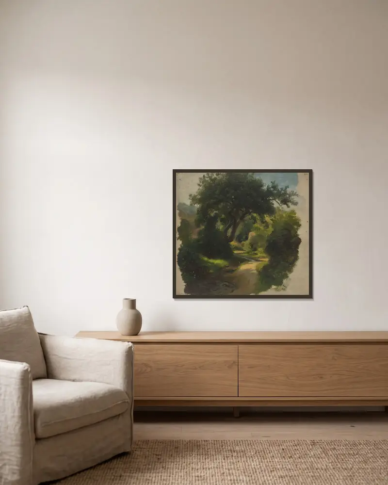 Waldweg – Nr. 2 von Jakob Becker gerahmt an einer Wand