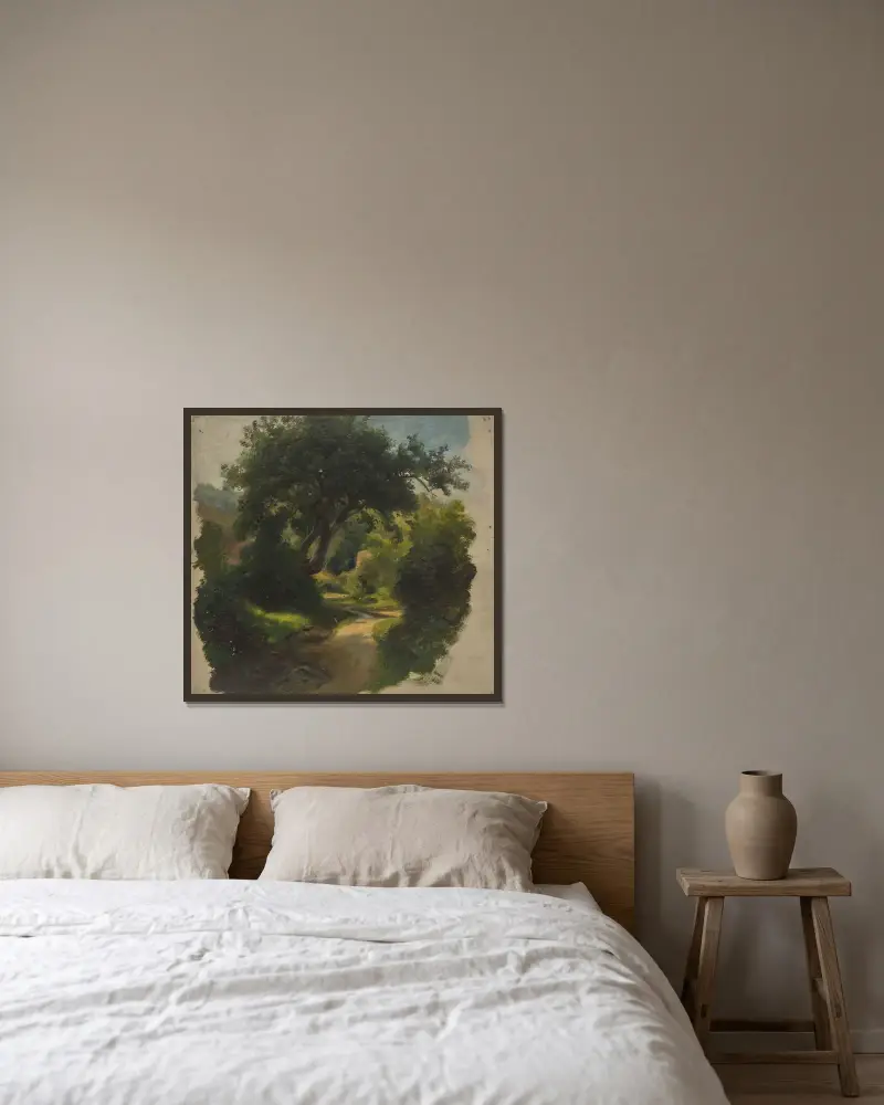 Waldweg – Nr. 2 von Jakob Becker gerahmt an einer Wand