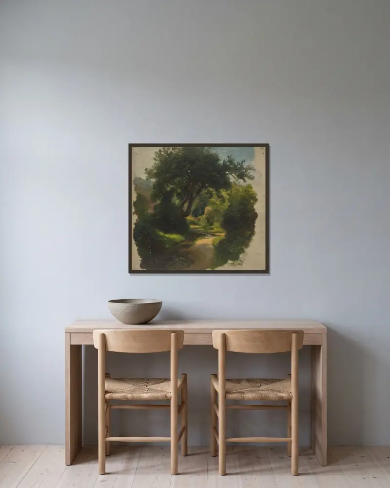 Waldweg – Nr. 2 von Jakob Becker gerahmt an einer Wand