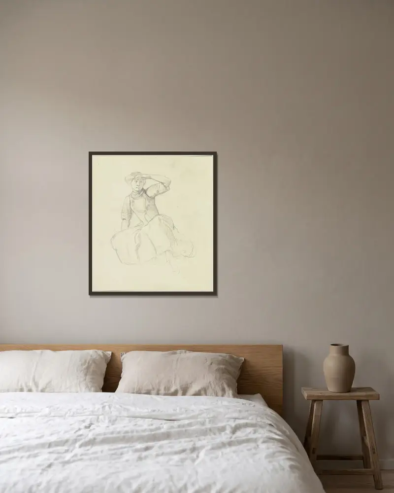 Flicka som blickar ut i fjärran av Jakob Becker inramad på en vägg