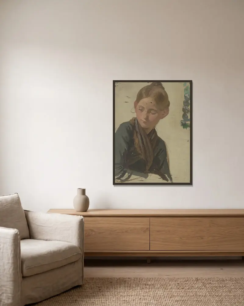Little farmgirl 2 av Jakob Becker inramad på en vägg