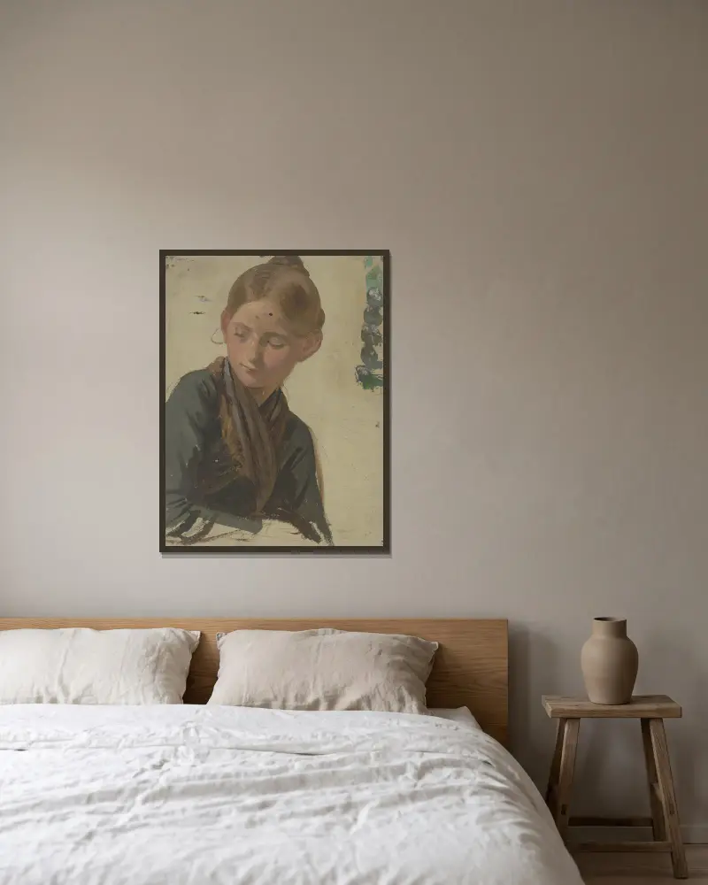 Little farmgirl 2 av Jakob Becker inramad på en vägg