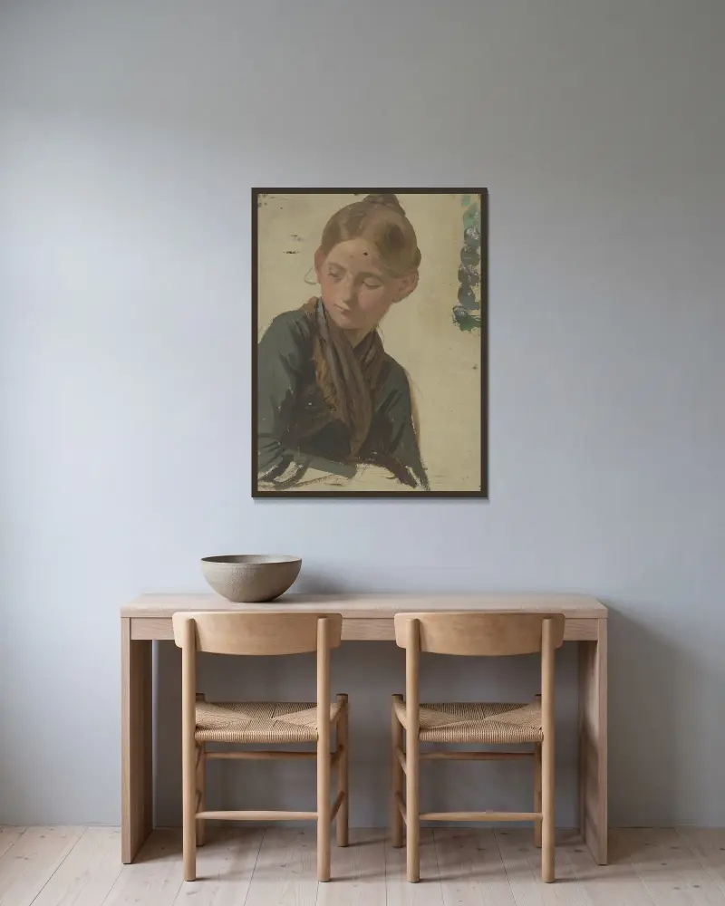 Little farmgirl 2 av Jakob Becker inramad på en vägg