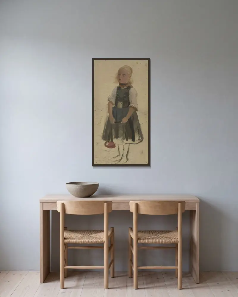 Liten bondflicka av Jakob Becker inramad på en vägg