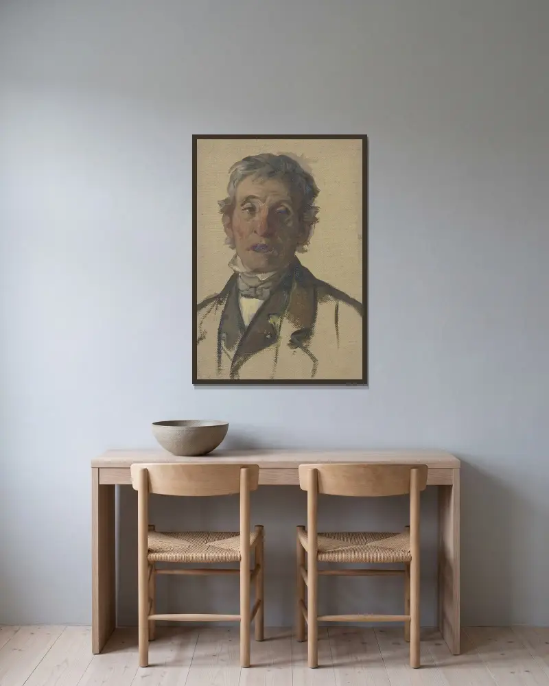 Gammal bonde av Jakob Becker inramad på en vägg