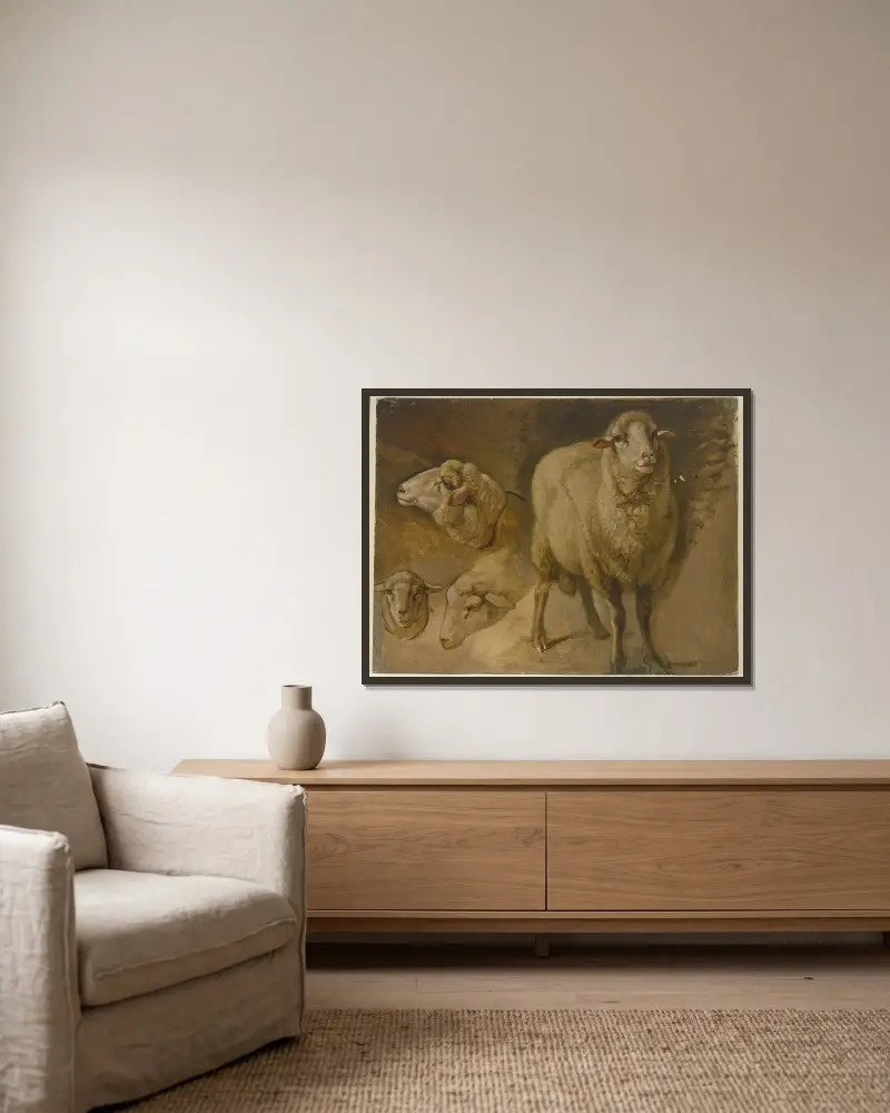 Schafe von Jakob Becker gerahmt an einer Wand