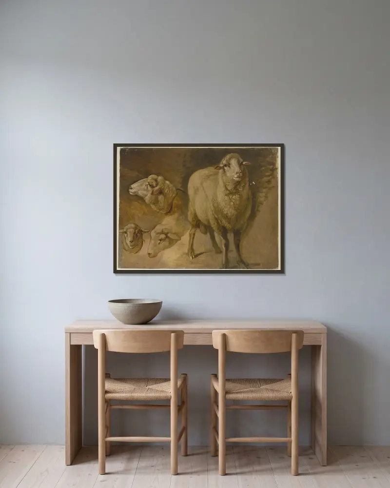 Schafe von Jakob Becker gerahmt an einer Wand
