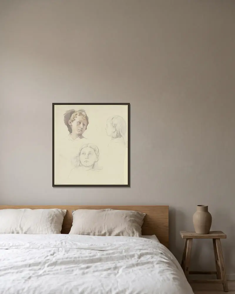Studienblatt; Mädchen mit Zuber av Jakob Becker inramad på en vägg